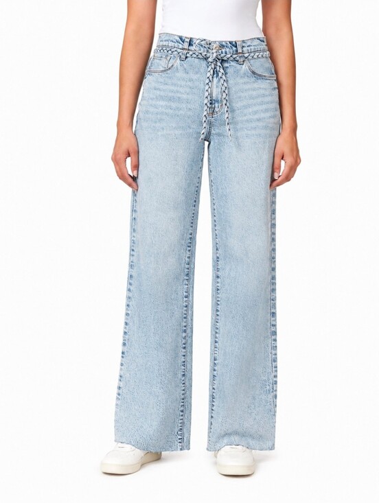 Kensie Denim - ❤️ NWOT! KENSIE CARLA HIGH RISE WIDE LEG JEANS WITH BRAIDED BELT, 6 (28)